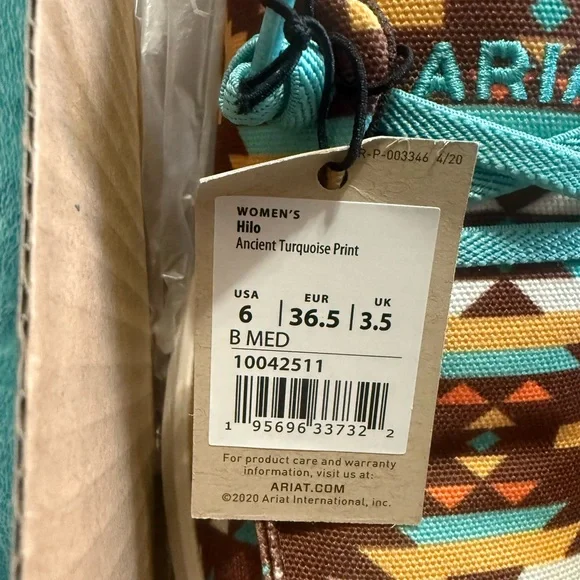 Brand New Ariat Brown Aztec Print Women’s Casual Shoes - Brown & Turquoise - Picture 3 of 3